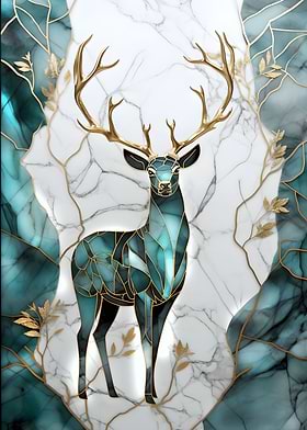 Abstract Stag Kintsugi Art