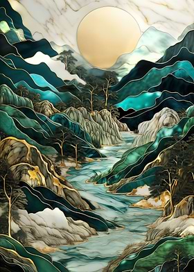 Abstract River Scenery Art