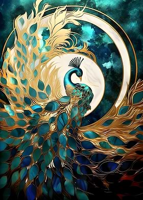 Abstract Peacock Kintsugi