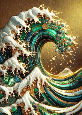 Gold Great Wave Abstract