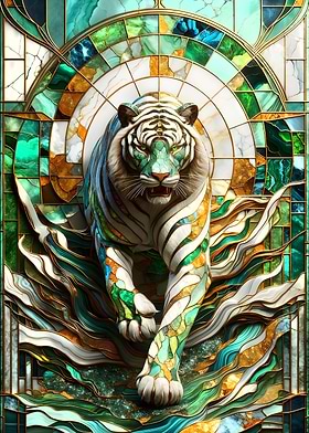 Abstract White Tiger Art