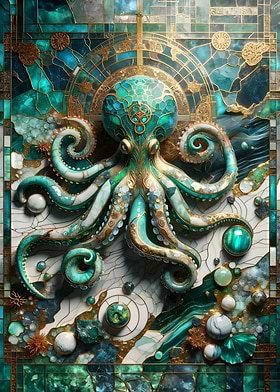 Abstract Gold Octopus