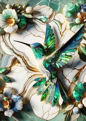 Hummingbird Kintsugi Art