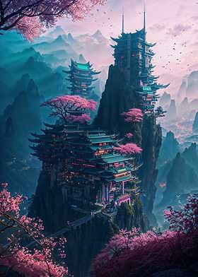 Neon Sakura Cityscape