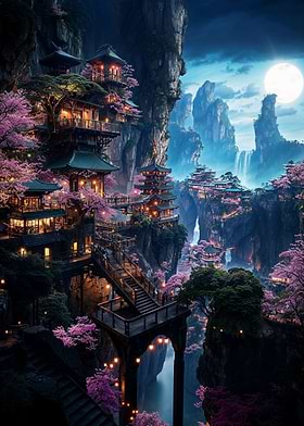 Moonlit Sakura Retreat