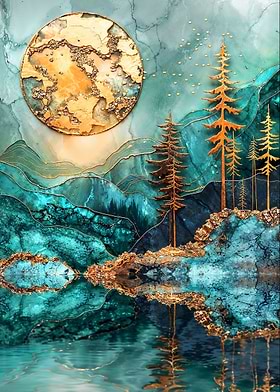 Golden Moonlit Pines