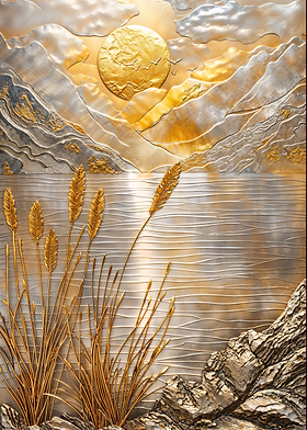 Golden Lake Sunset Art