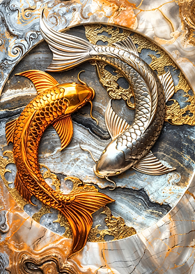 Elegant Yin Yang Koi
