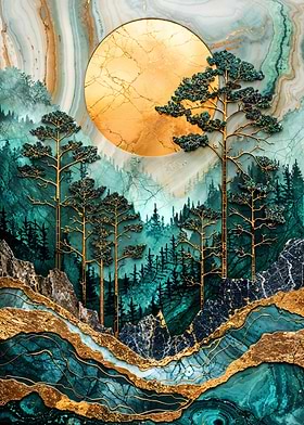 Golden Moonlit Forest