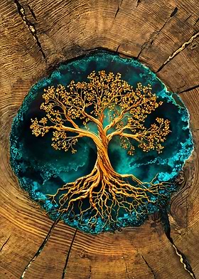 Golden Tree of Life Resin Art