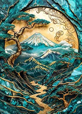 Golden Harmony of Fuji Art