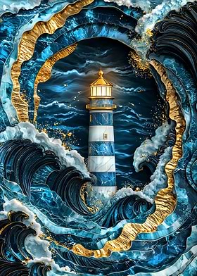 Beacon in the Storm Kintsugi Art