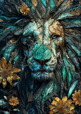 Majestic Lion Kintsugi Art
