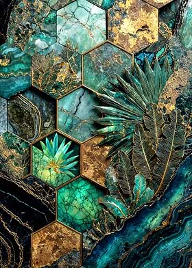 Hexagonal Harmony Kintsugi Art