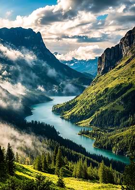 Sunlit Emerald River Valley