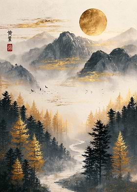 Misty Valley of Autumn Gold