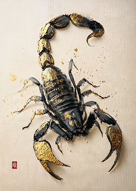 Sumi And Gold — Gold and Black Scorpion Art