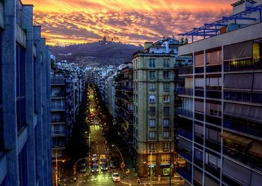 A coffee table view from the famous Muntaner street in ...