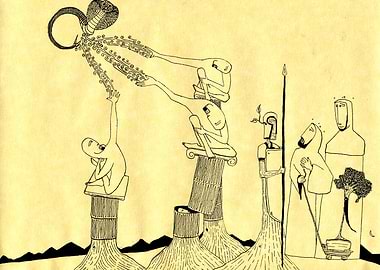 Life and Death. freehanded ink.