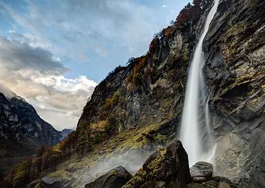 Foroglio waterfall in Bavona Valley (Switzerland)