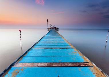 Wooden pier in Lignano Pineta (Italy)