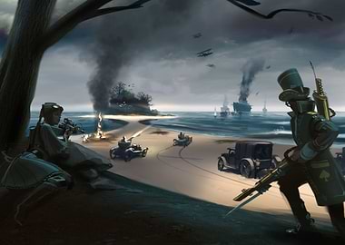 Steampunk style battle