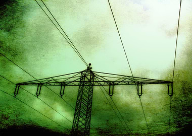 Power pole with green texture