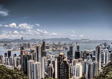 View from the peak onto Victoria Harbour, Hong Kong 201 ...
