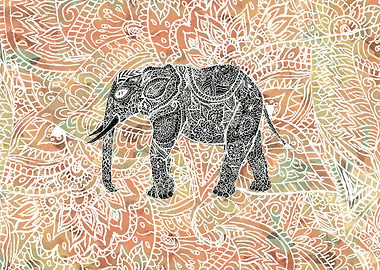 Tribal Paisley Elephant Colorful Henna Pattern ethnic ...