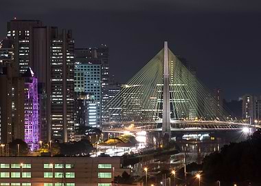 The Estaiada bridge seen from Cidade Jardim, São Paulo ...