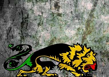 Grunge Reggae Lion Heraldic Art with Grunge background ...