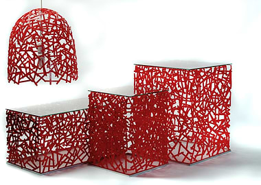 This is a table made from plastic spoons used in the co ...