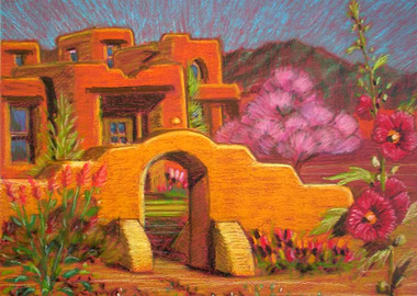 Entrance - Oil Crayon on Canvas by David Vedoe