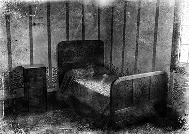 Praying for the light. View of an asylum bedroom... wit ...