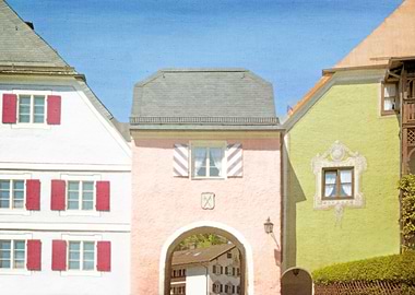 Pink and Green Buildings