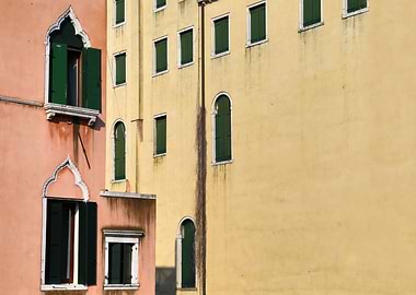 Peach and Yellow Venetian Buildings Abstract