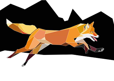 Young fox is chasing something in the snow. Crystal so ...