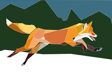 Young fox is chasing something in the snow. Crystal so ...