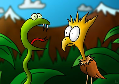 Just a bird scared by a snake (or is it the other way a ...