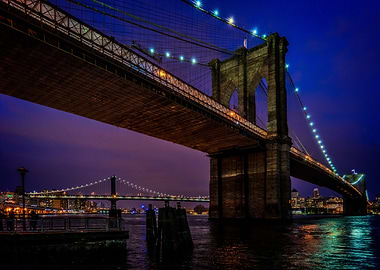 The Brooklyn and Manhattan Bridges at Night