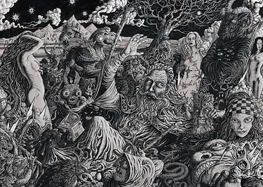 ink, acrylic,and chinagaph pencil on paper My take on ...