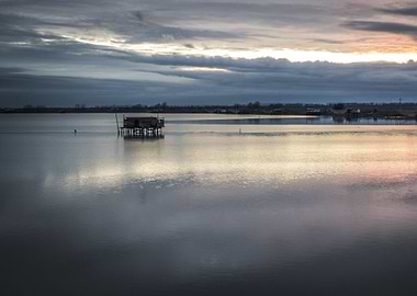 the Delta of the Po river, in a autumn evening.