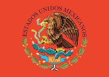 Mexican Flag Seal on red