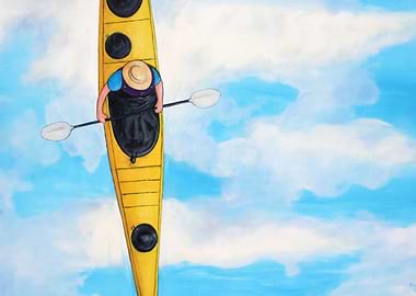 WayFinder 3 (Yellow Kayak) This Displate depicts a lon ...