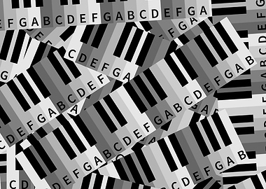 A layered collage of piano keys. This music inspired, p ...