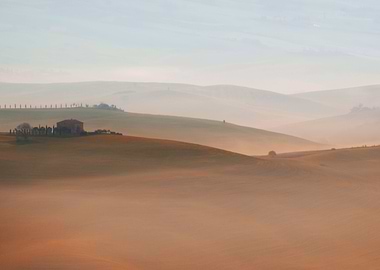 Morning foggy Toscany impression
