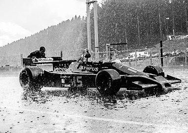 Racer in the rain painting