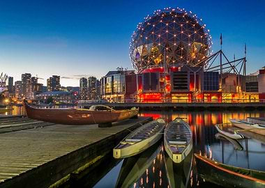 Dragon Boats in front of Science world in Vancouver