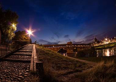 Beautiful sunset in North Italy, near Milan