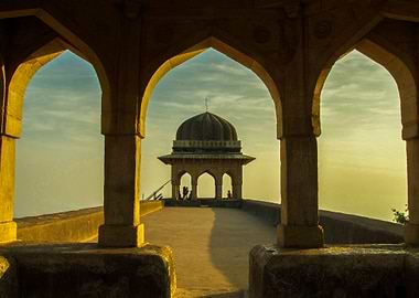 Rupmati Mandap. Afghan architecture at sunset in India. ...